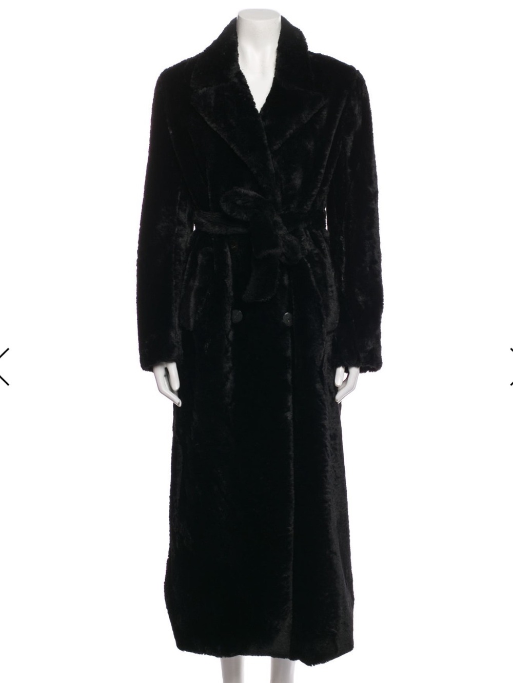 Forte Forte Black Faux Fur Double-Breasted Trench Coat 0